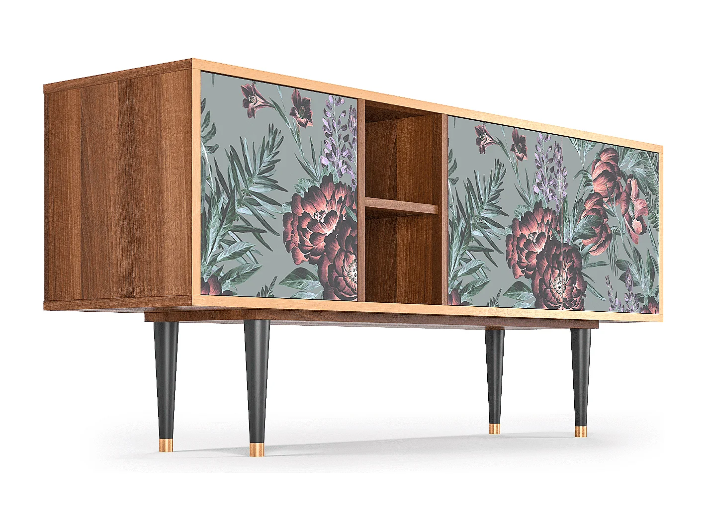 TV-Möbel - 150х69х41 cm - T5 - Light Peonies, Walnuss