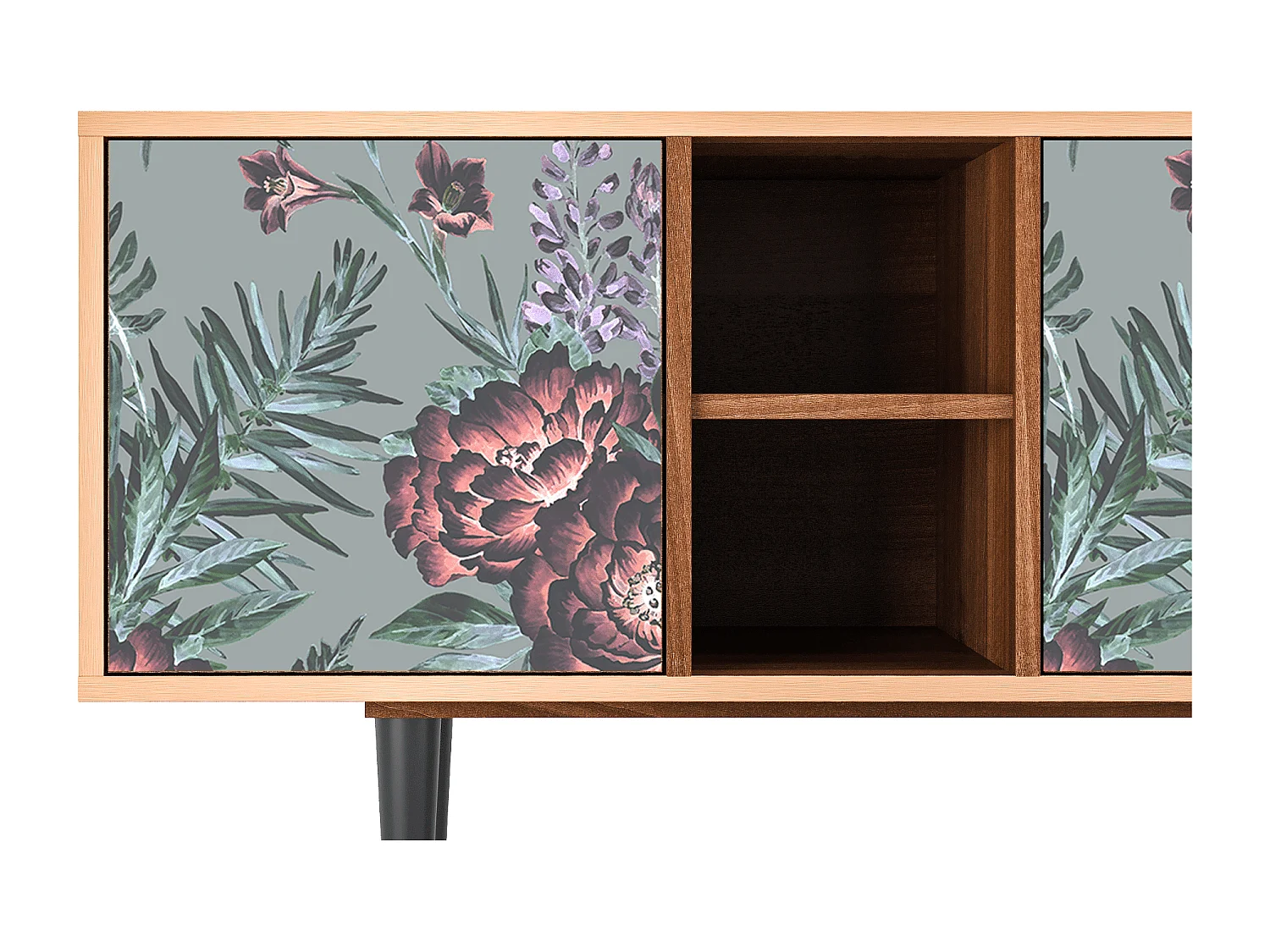 TV-Möbel - 150х69х41 cm - T5 - Light Peonies, Walnuss