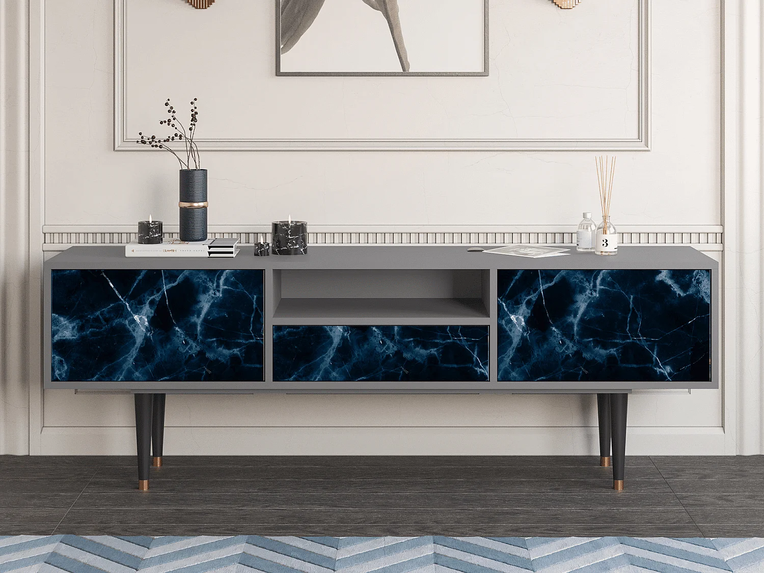 Meuble TV - 170х59х41 cm - T6 - Deep Ocean, Gris