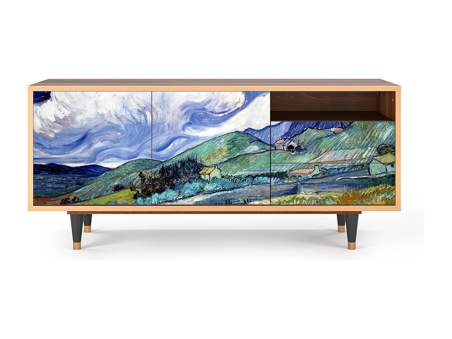 Meuble TV - 125х56х41 cm - T7 - Landscape, Noyer