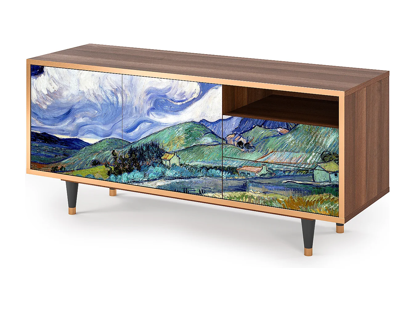 Meuble TV - 125х56х41 cm - T7 - Landscape, Noyer