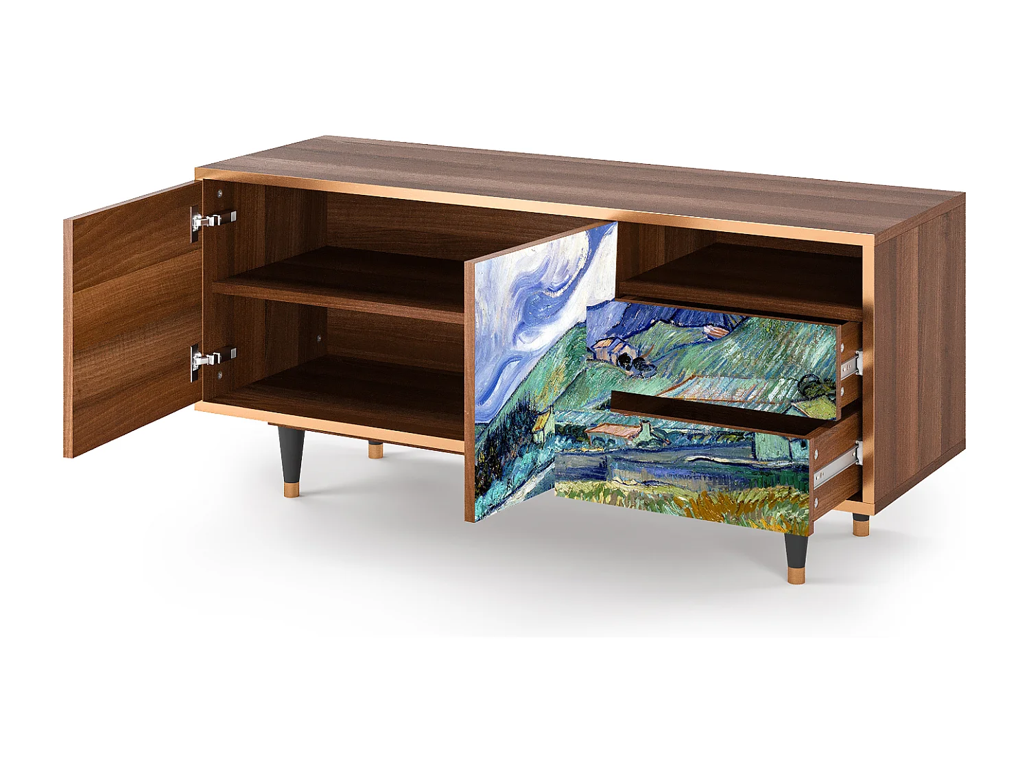 Meuble TV - 125х56х41 cm - T7 - Landscape, Noyer