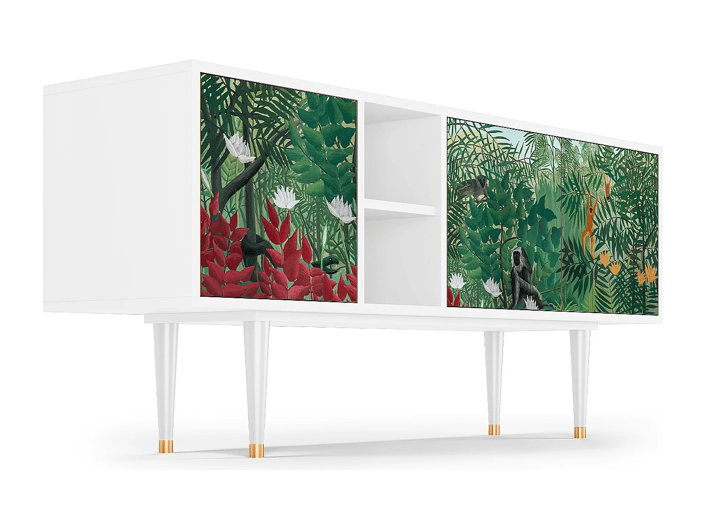 TV-meubel - 150х69х41 cm - T5 - Jungles in Paris, Wit