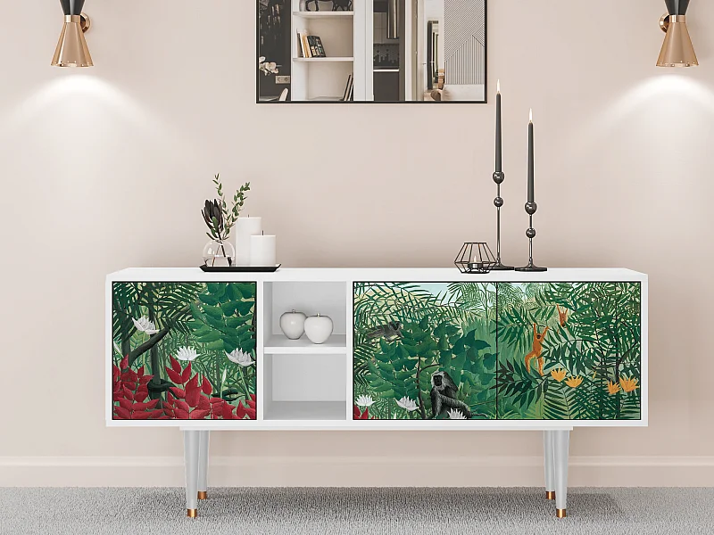 TV-meubel - 150х69х41 cm - T5 - Jungles in Paris, Wit