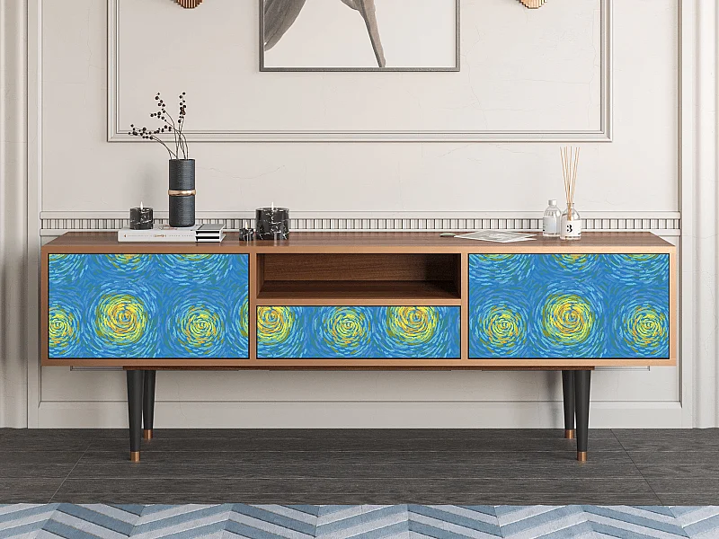 Meuble TV - 170х59х41 cm - T6 - Van Gogh Lights, Noyer