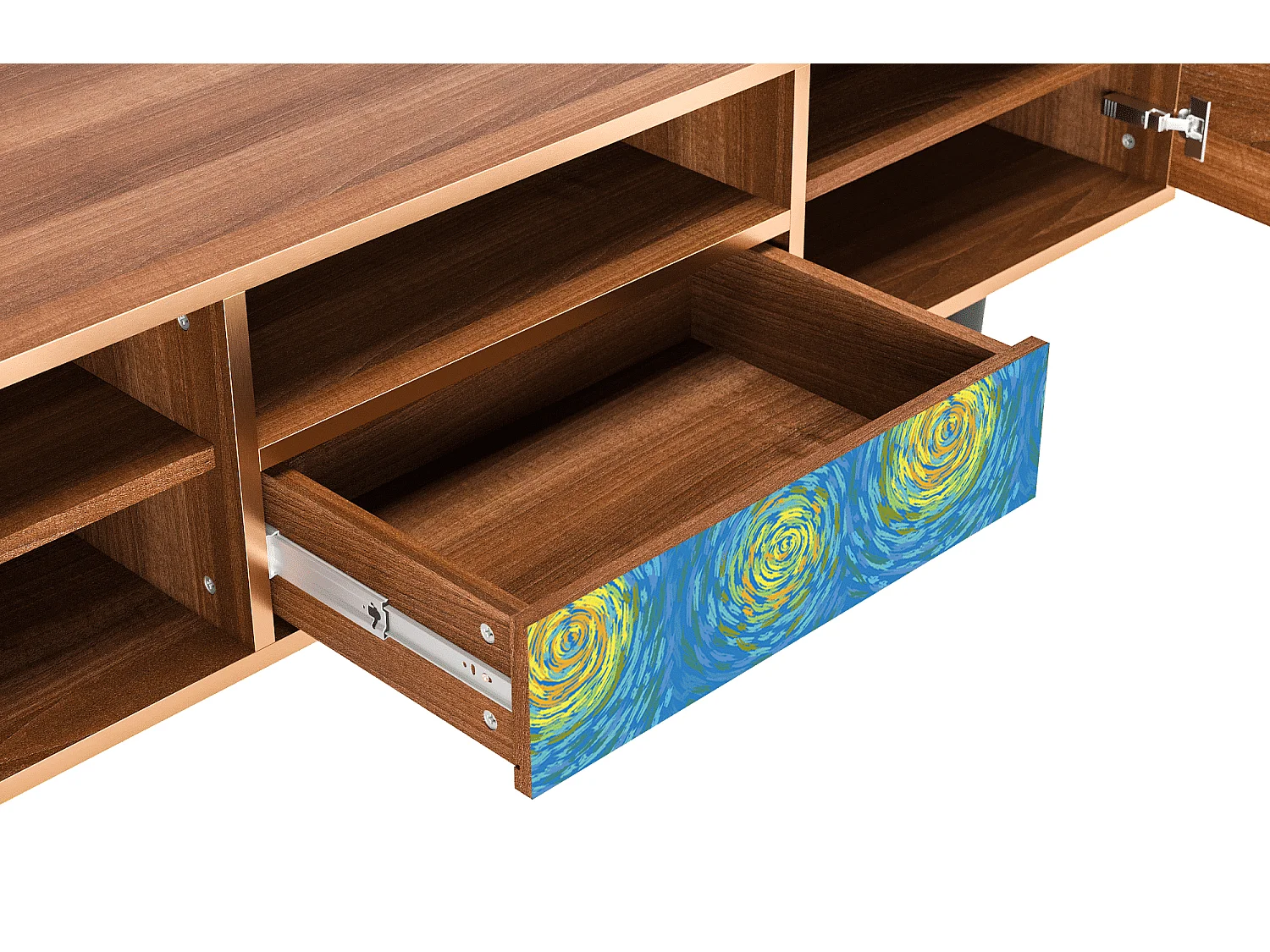 Meuble TV - 170х59х41 cm - T6 - Van Gogh Lights, Noyer