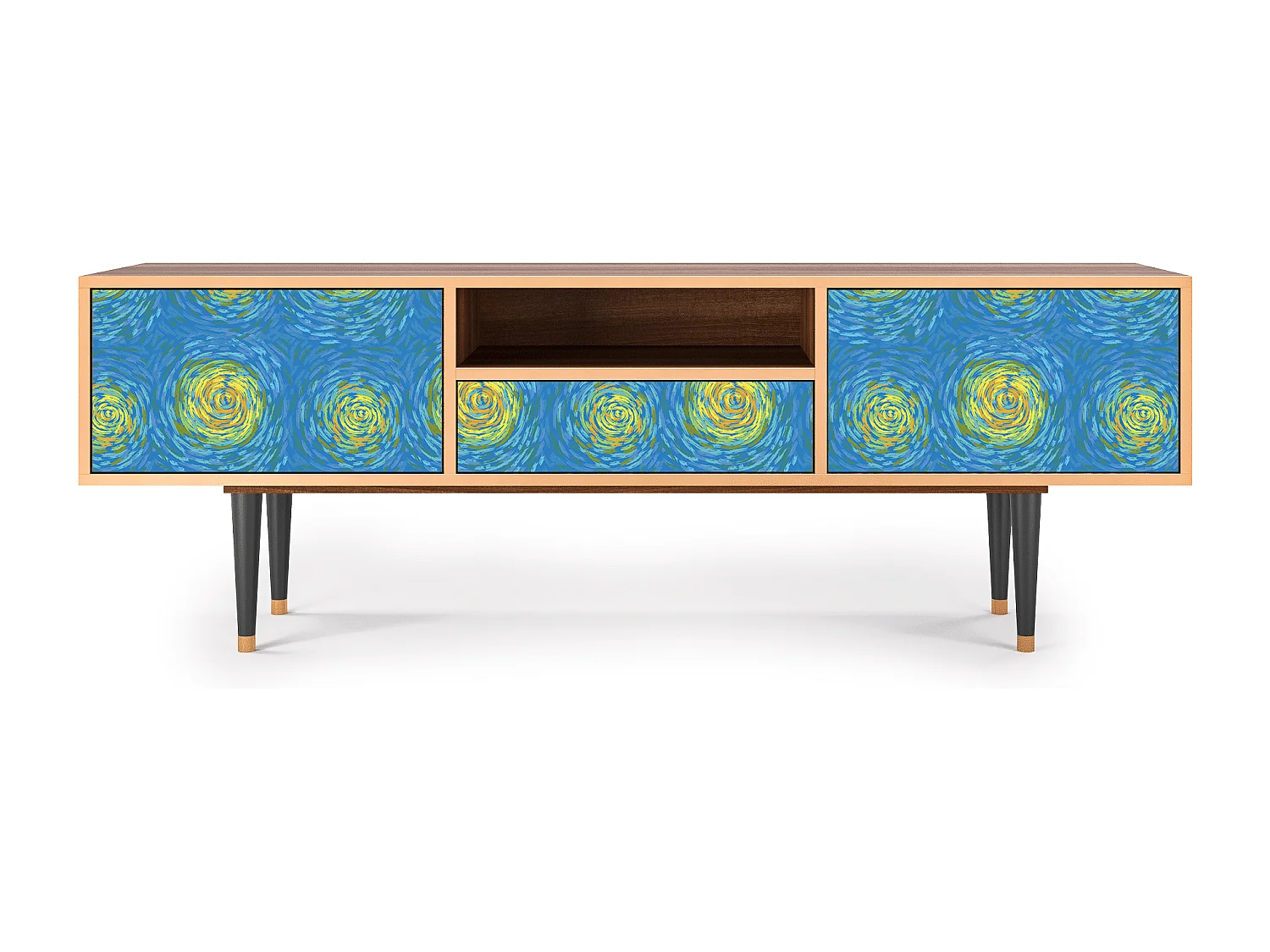 Meuble TV - 170х59х41 cm - T6 - Van Gogh Lights, Noyer