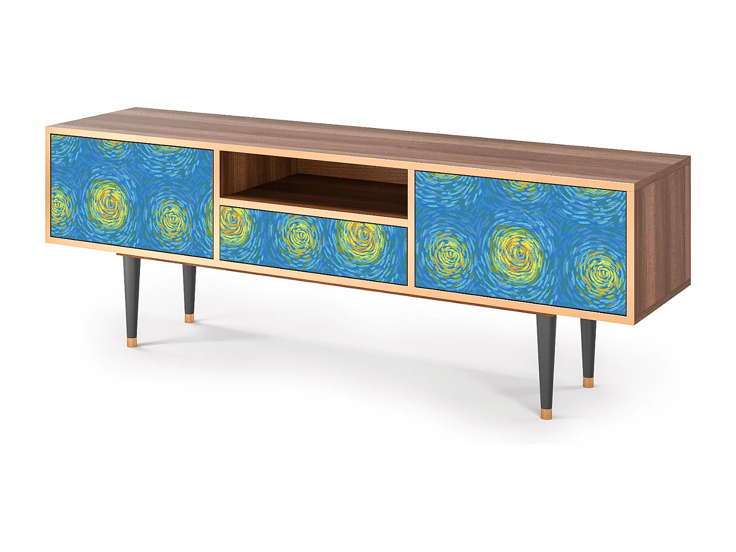 Meuble TV - 170х59х41 cm - T6 - Van Gogh Lights, Noyer