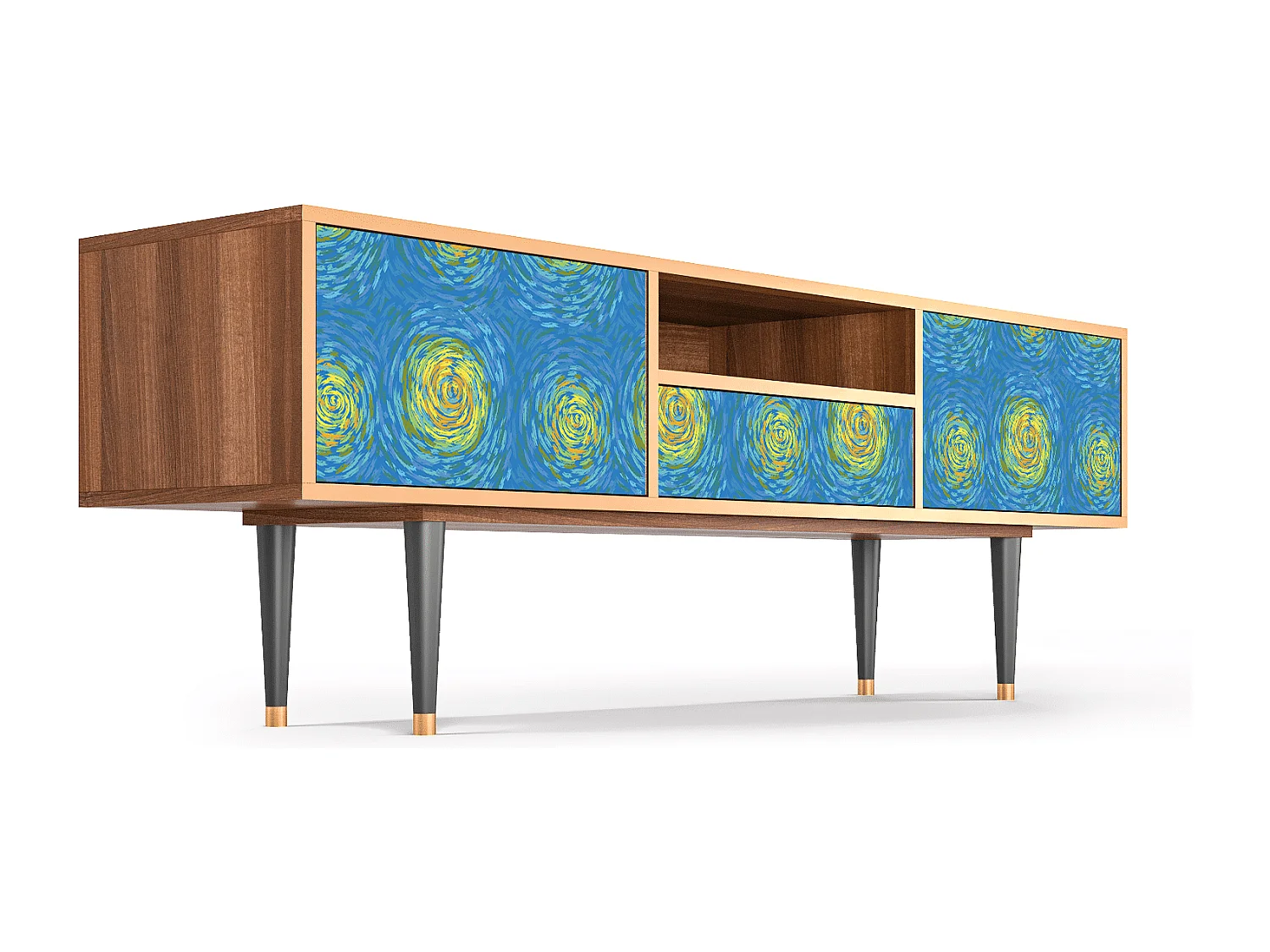 Meuble TV - 170х59х41 cm - T6 - Van Gogh Lights, Noyer