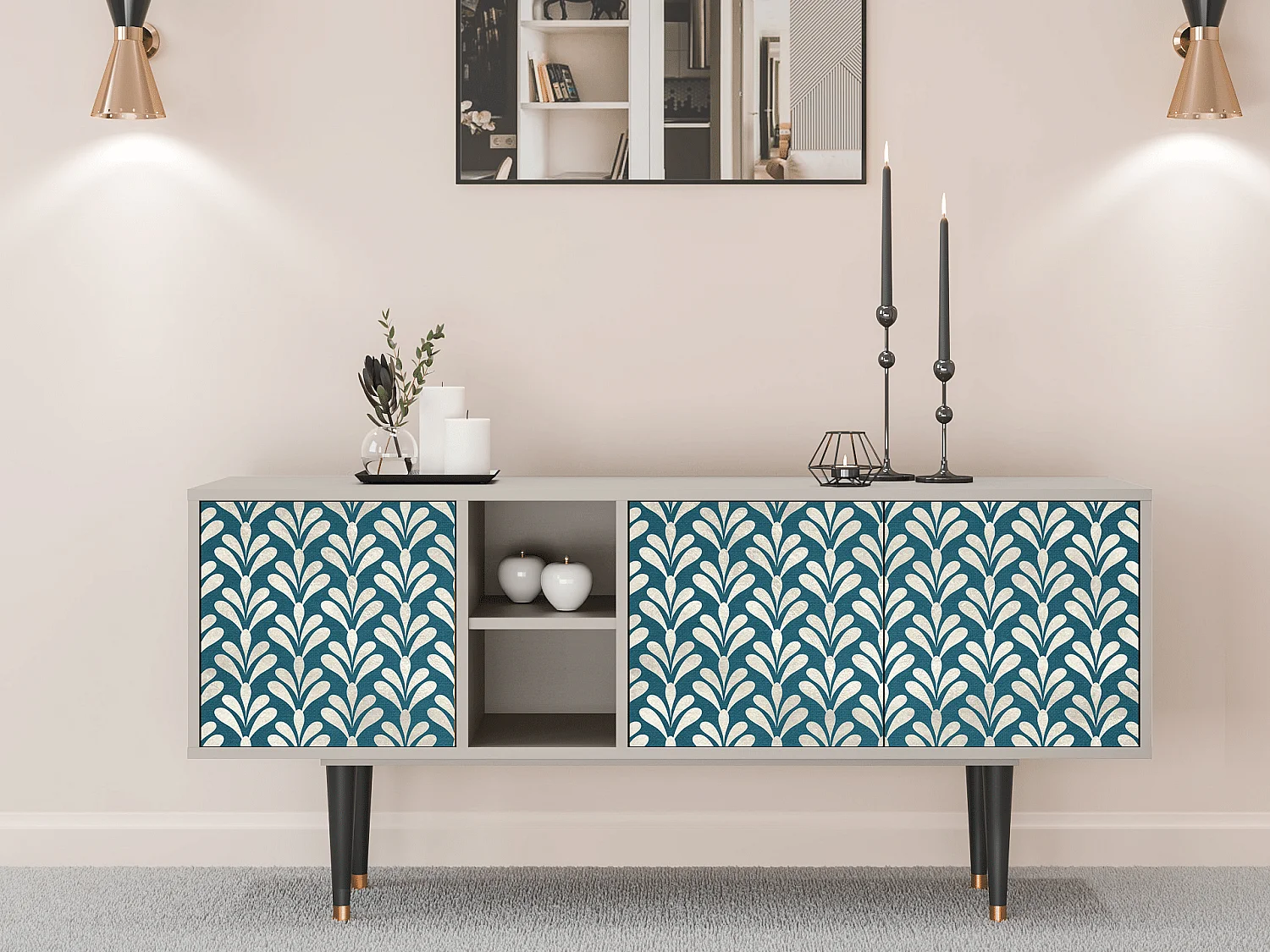 Mueble de TV - 150х69х41 cm - T5 - Milky Tears, Areia