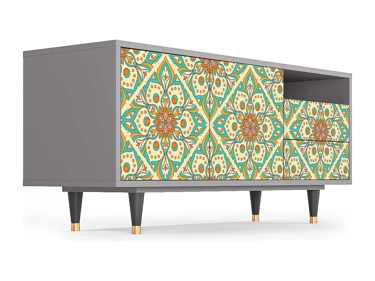 TV-meubel - 125х56х41 cm - T7 - Hindu Daisy, Grijs