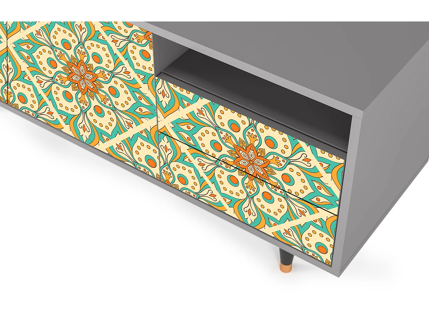 TV-meubel - 125х56х41 cm - T7 - Hindu Daisy, Grijs