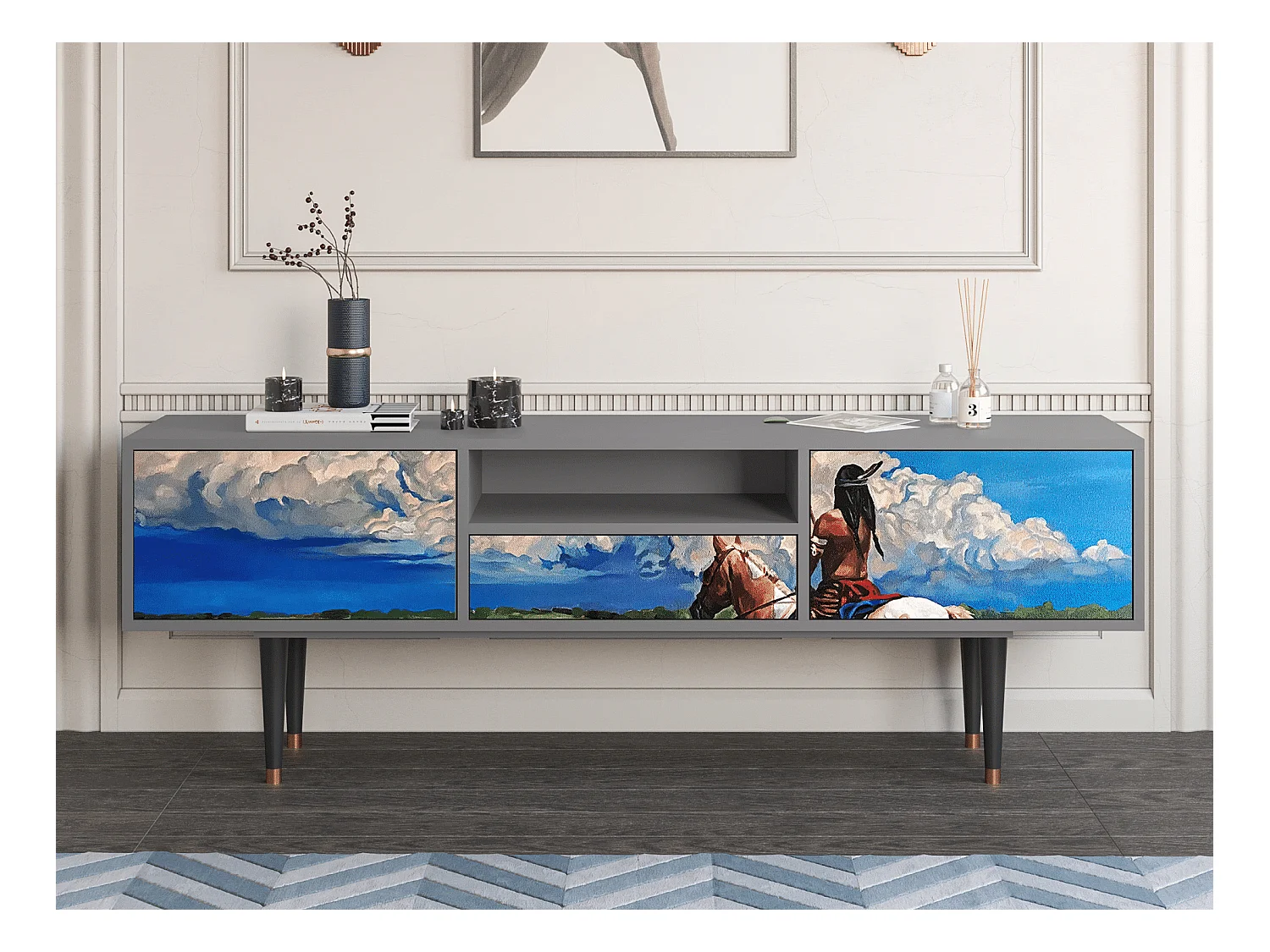 Meuble TV - 170х59х41 cm - T6 - Thunderheads by Dean, Gris