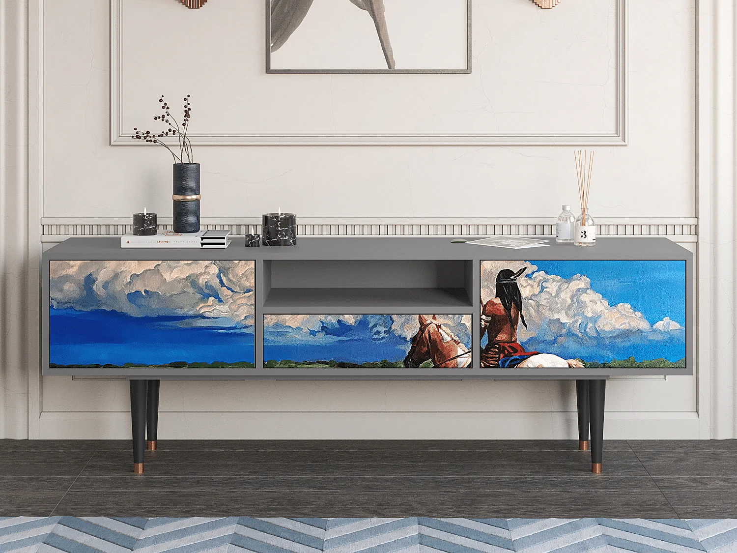 Mueble de TV - 170х59х41 cm - T6 - Thunderheads by Dean, Cinza