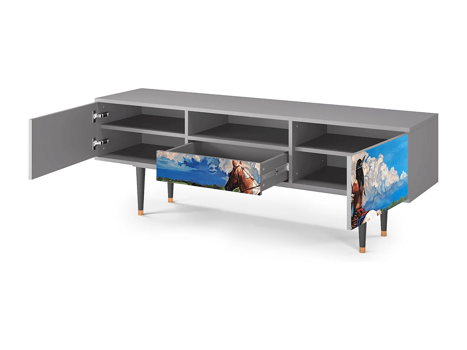 Mobile TV - 170х59х41 cm - T6 - Thunderheads by Dean, Grigio