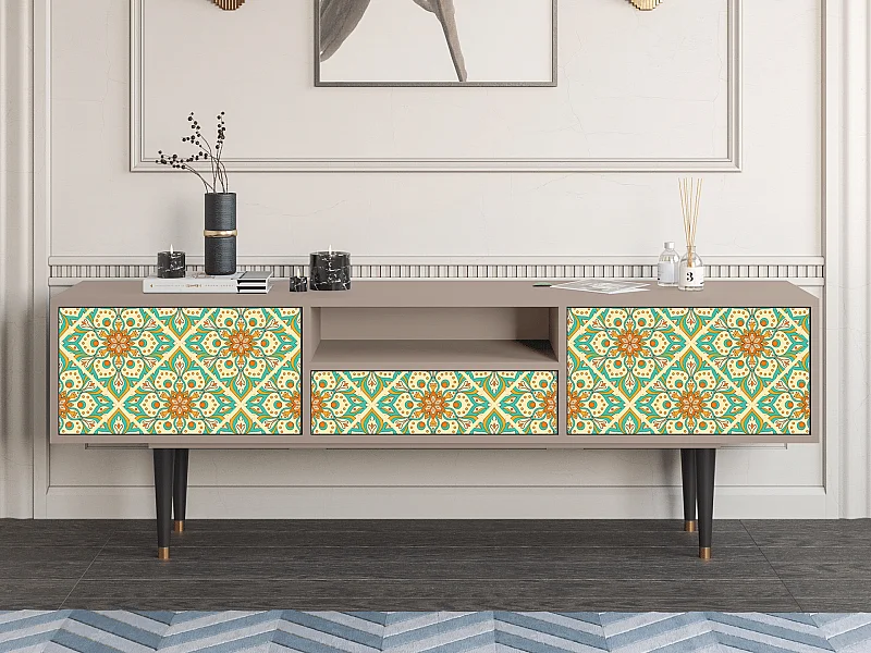 TV-meubel - 170х59х41 cm - T6 - Hindu Daisy, Latte