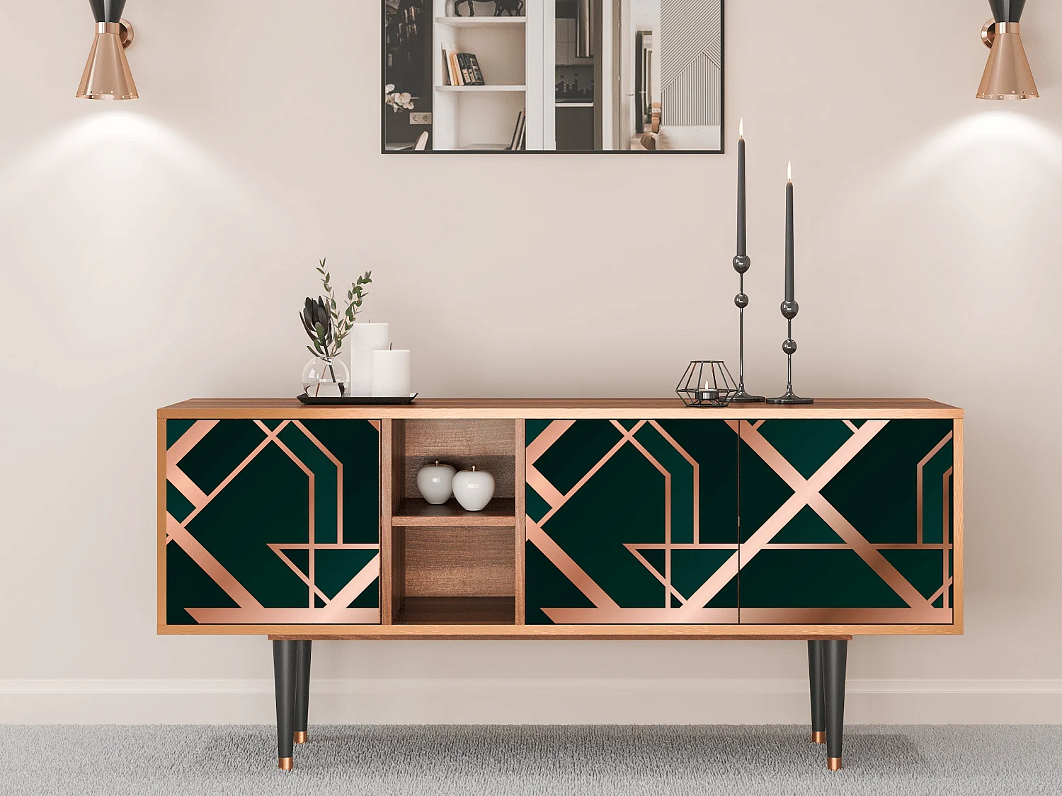 Szafka RTV - 150х69х41 cm - T5 - Emerald Gatsby, Orzech