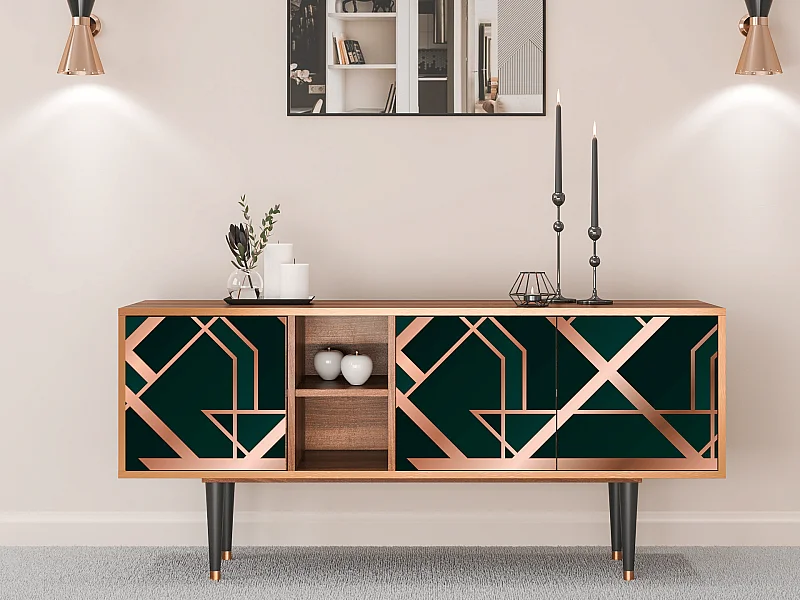 Szafka RTV - 150х69х41 cm - T5 - Emerald Gatsby, Orzech