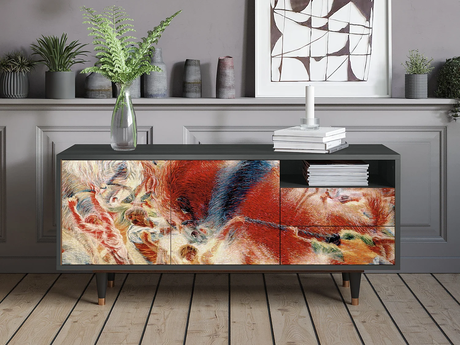 Mobile TV - 125х56х41 cm - T7 - The City Rises, Antracite