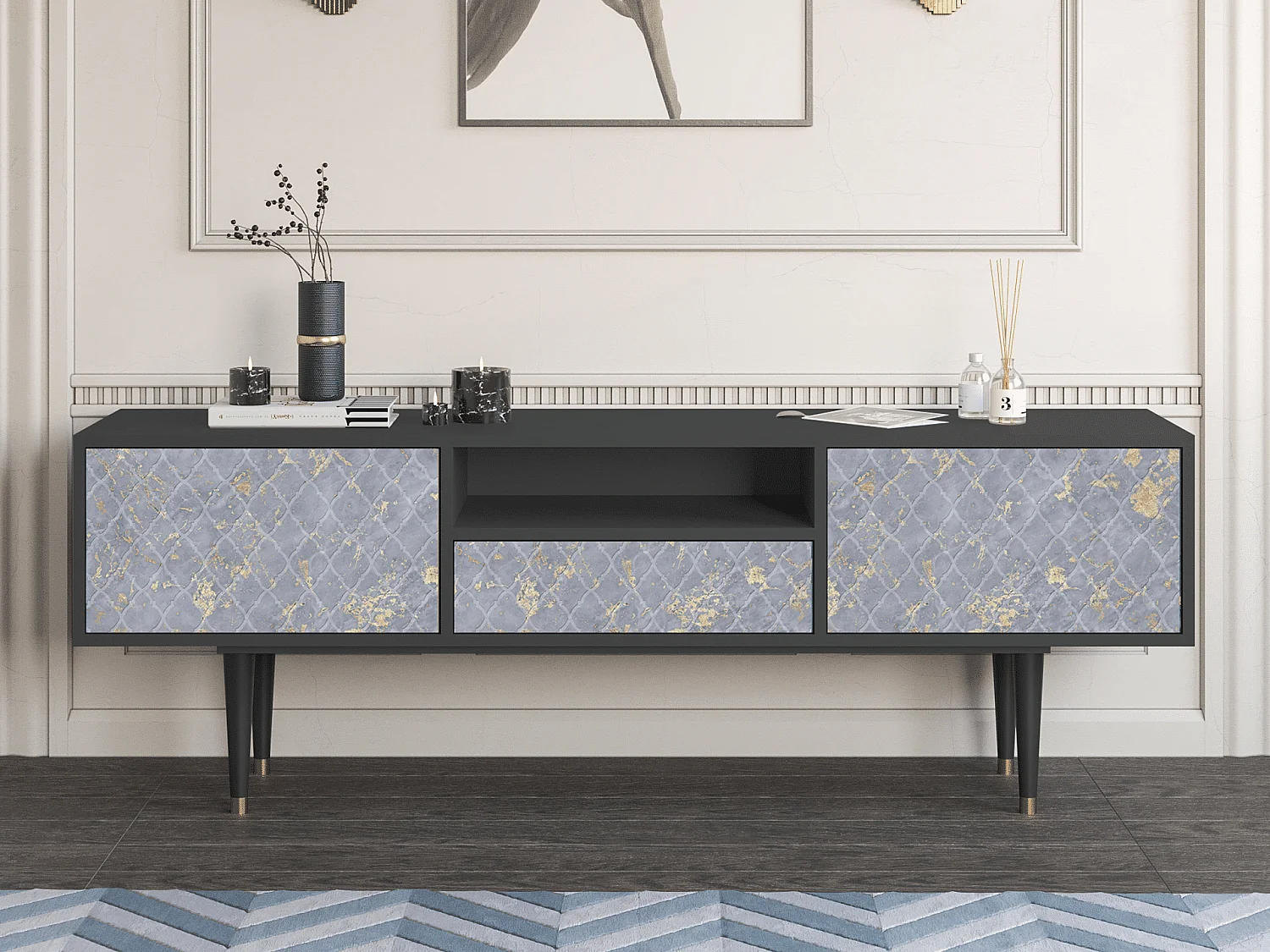 Meuble TV - 170х59х41 cm - T6 - Golden Smoke, Anthracite