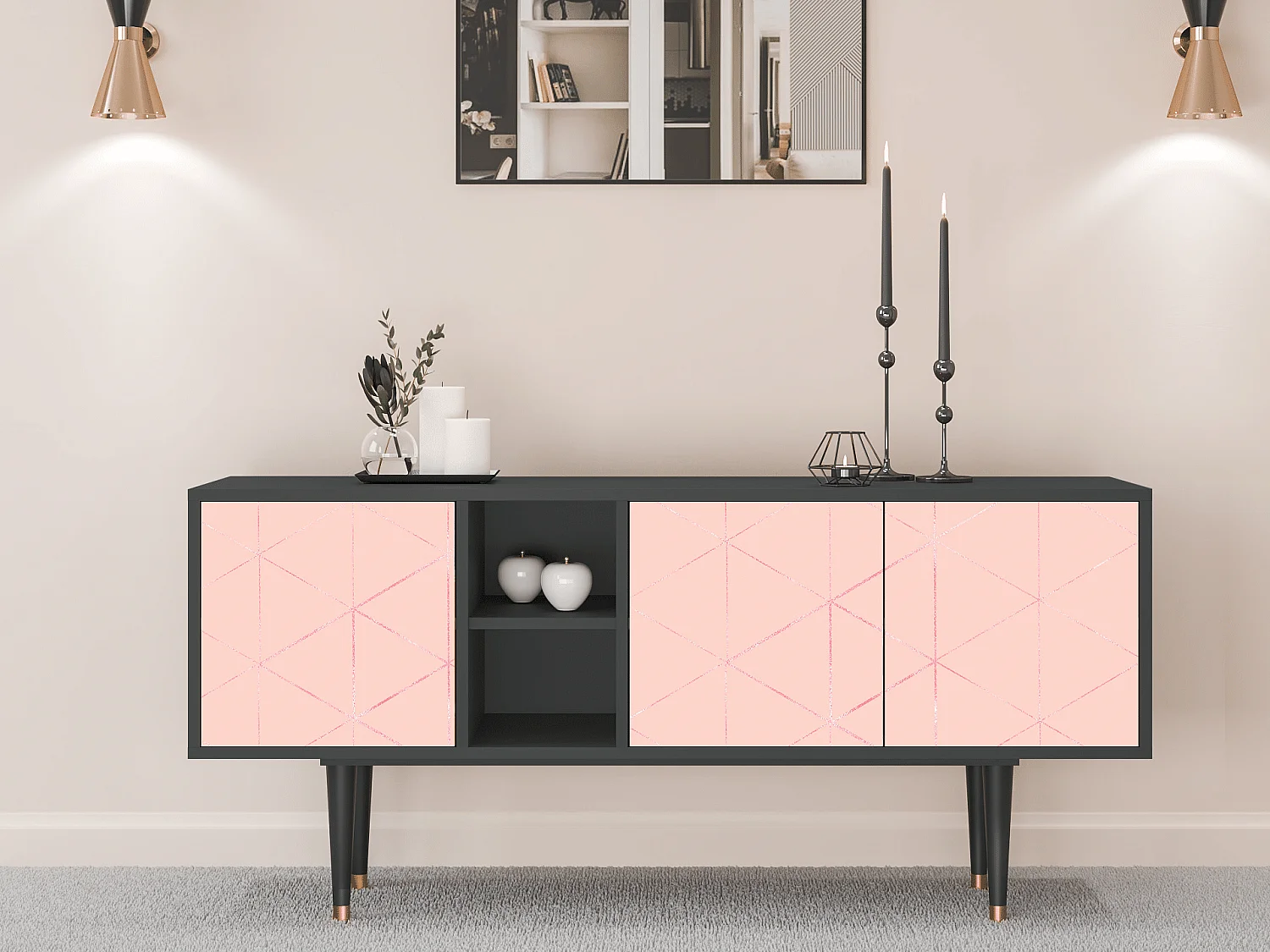 Meuble TV - 150х69х41 cm - T5 - Rose Quartz, Anthracite