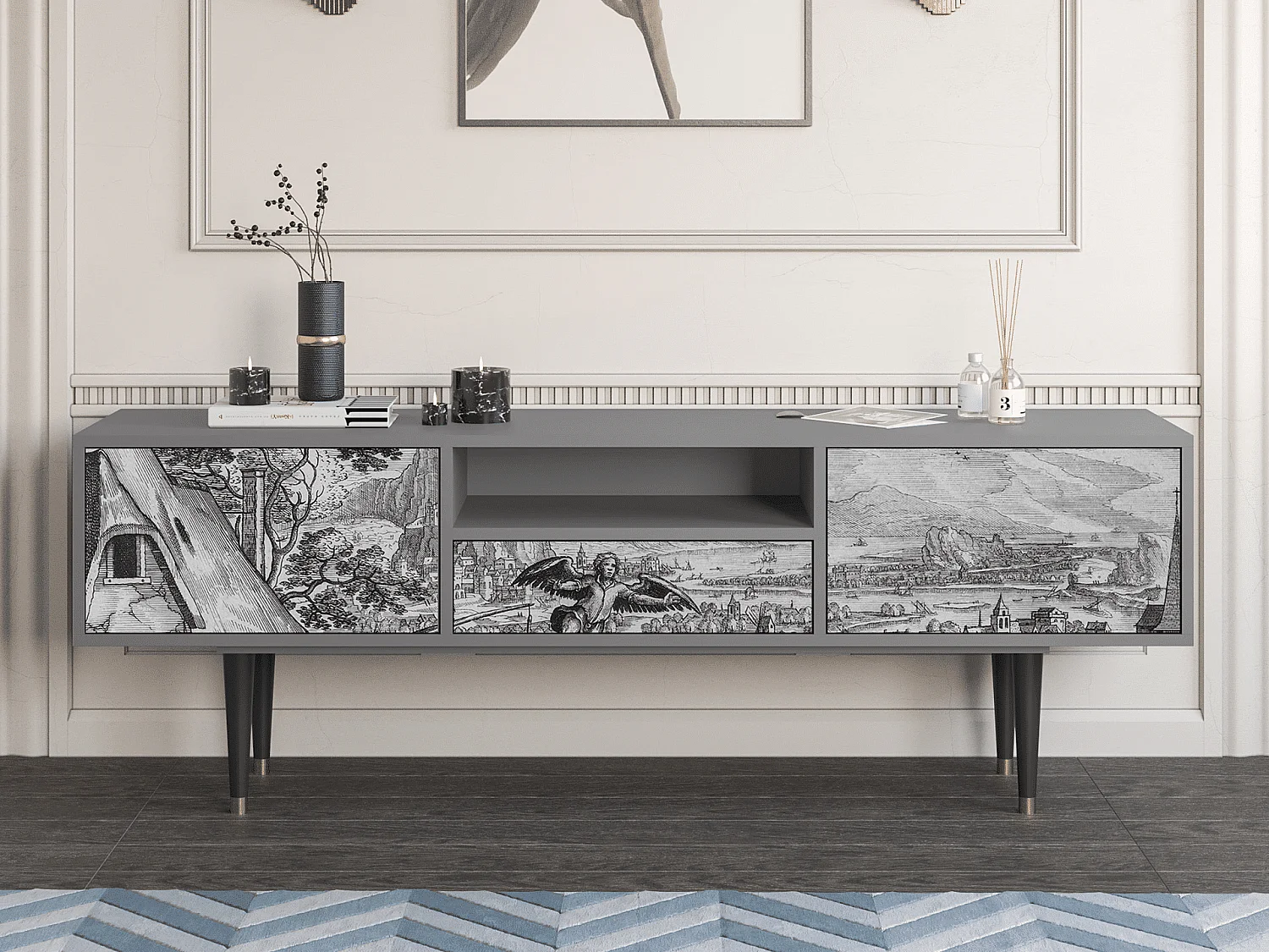 Szafka RTV - 170х59х41 cm - T6 - Departure, Szary