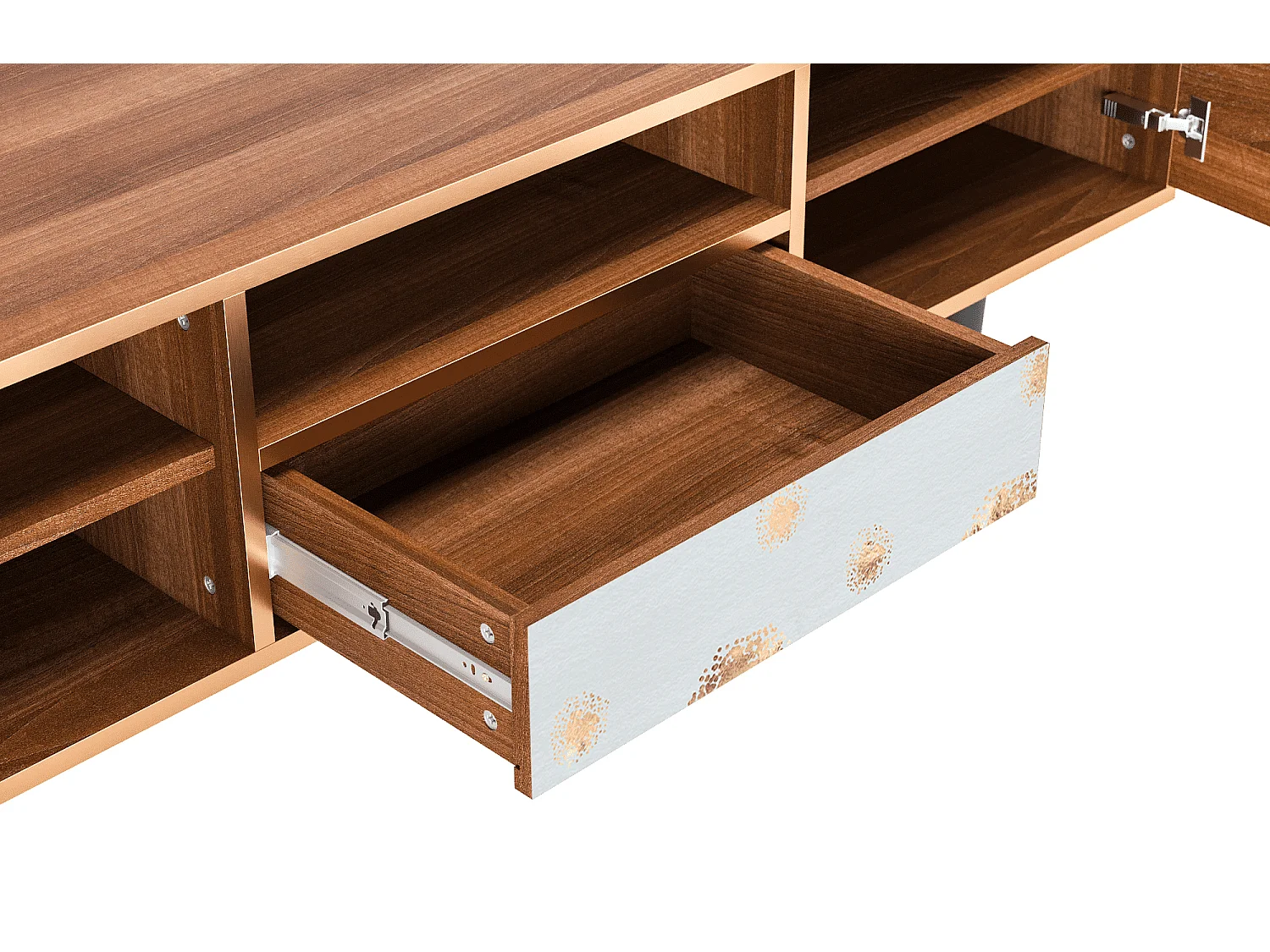 Meuble TV - 170х59х41 cm - T6 - Sky Latte, Noyer