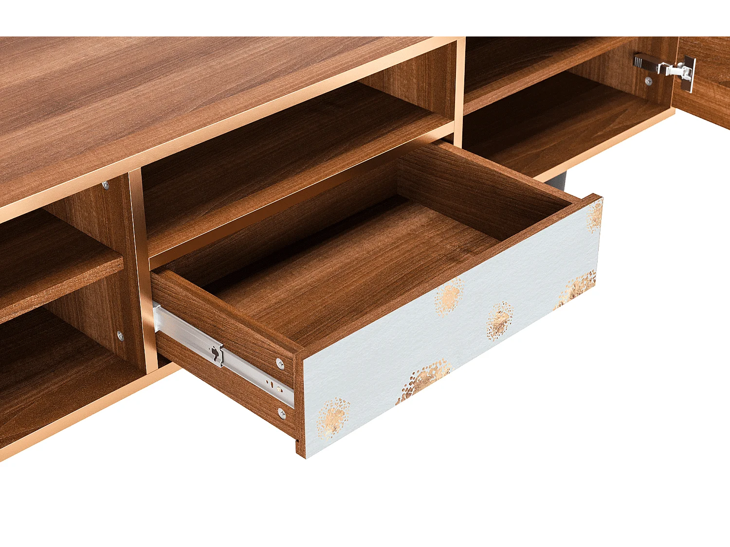 Meuble TV - 170х59х41 cm - T6 - Sky Latte, Noyer