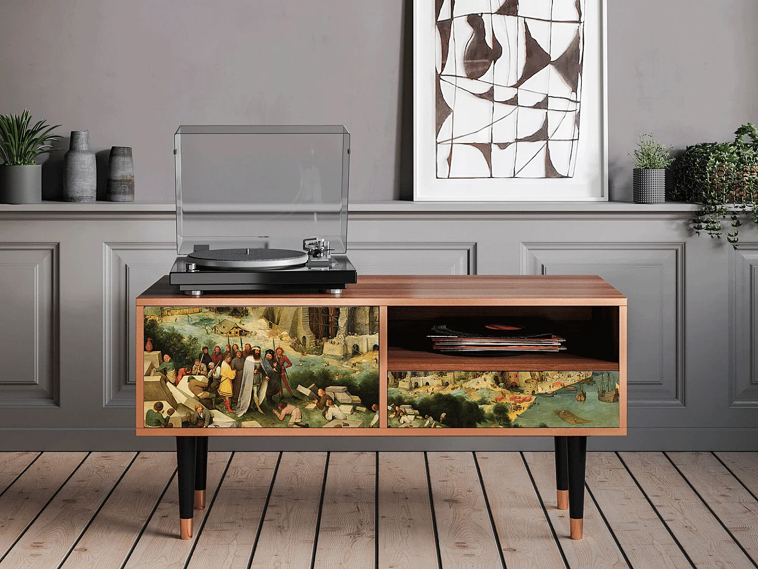 Meuble TV - 115х59х48 cm - T3 - Elder The Tower, Noyer