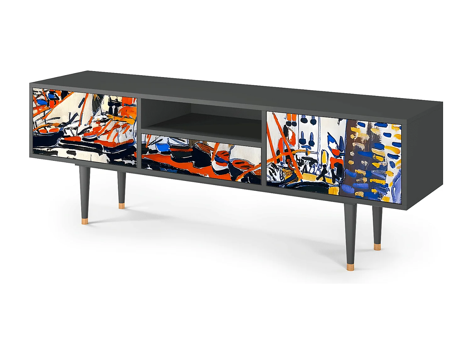 Meuble TV - 170х59х41 cm - T6 - Le Séchage des voiles , Anthracite