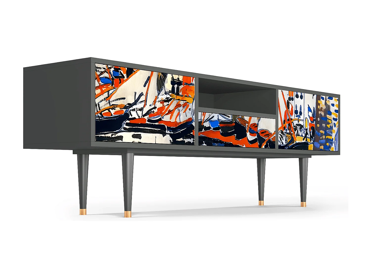 Meuble TV - 170х59х41 cm - T6 - Le Séchage des voiles , Anthracite