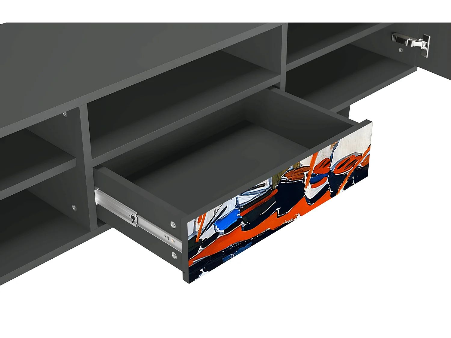 Meuble TV - 170х59х41 cm - T6 - Le Séchage des voiles , Anthracite