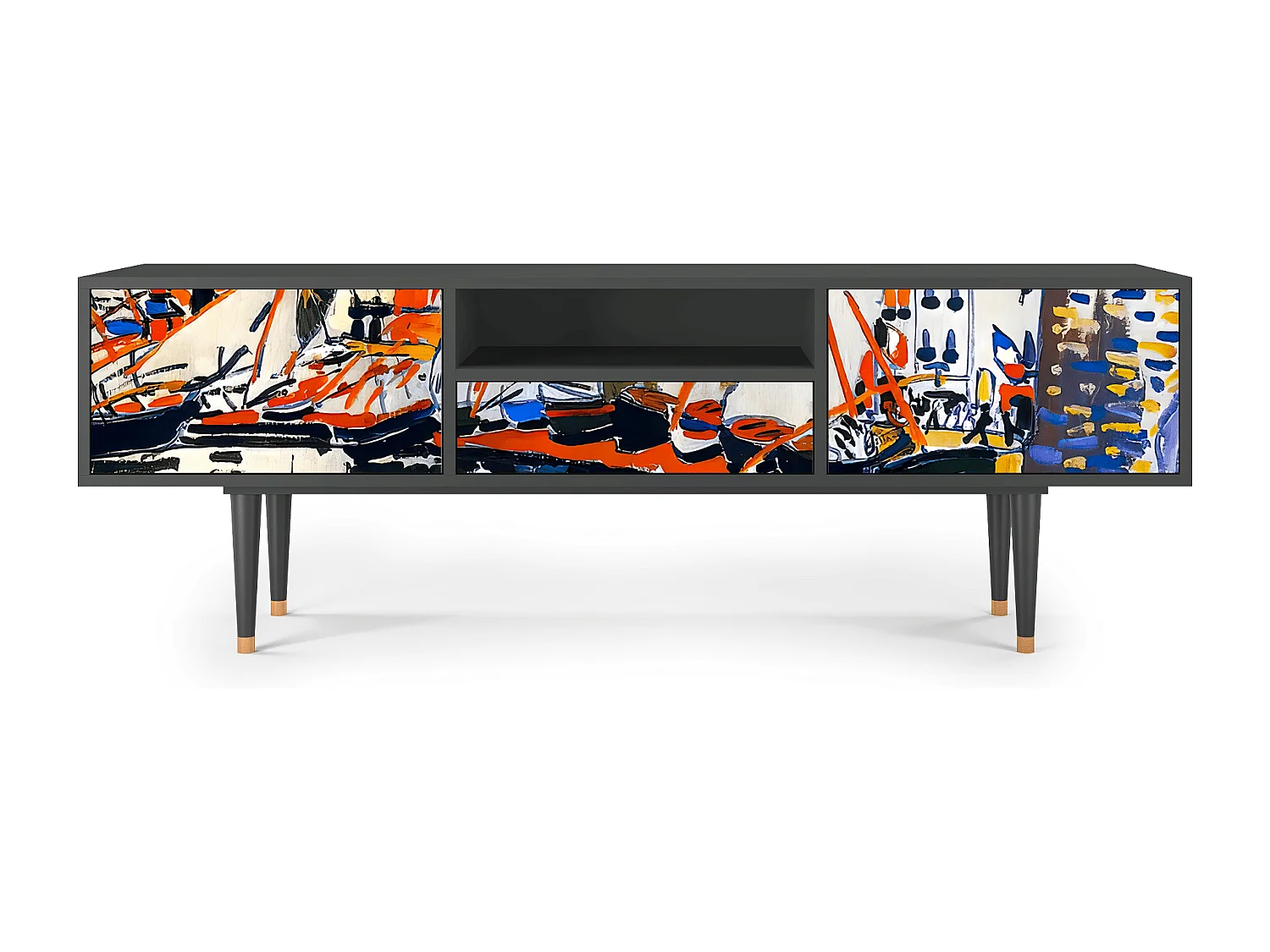 Szafka RTV - 170х59х41 cm - T6 - Le Séchage des voiles , Antracyt