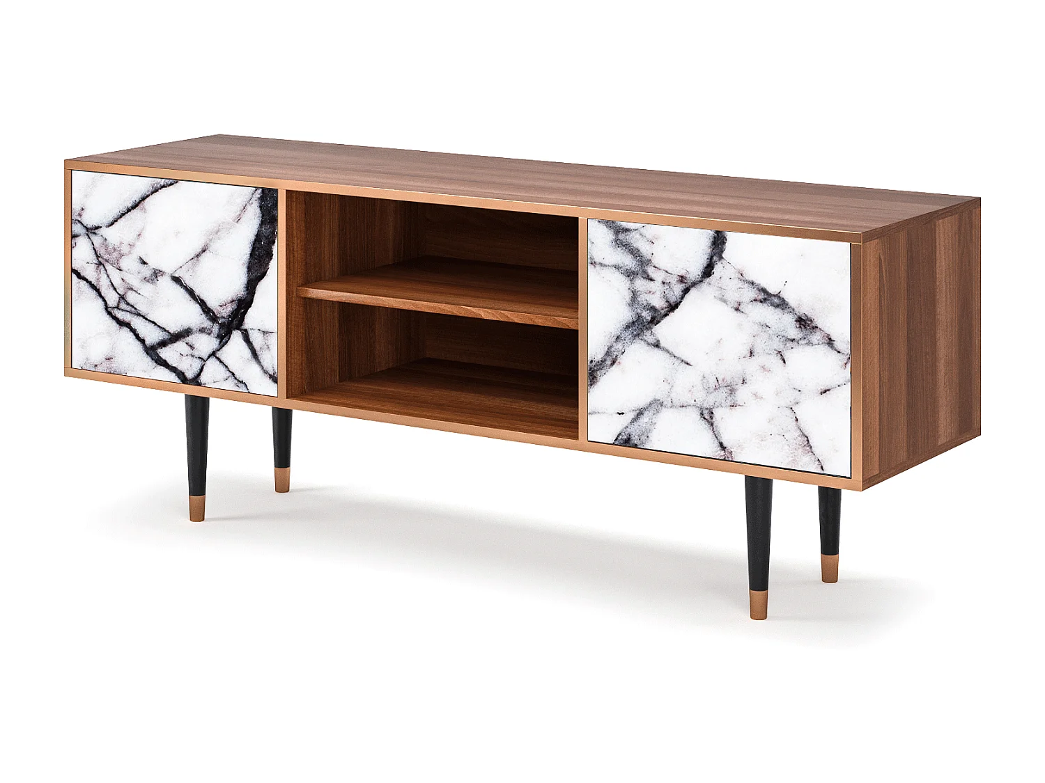 Meuble TV - 170х69х48 cm - T2 - Raven Marble, Noyer