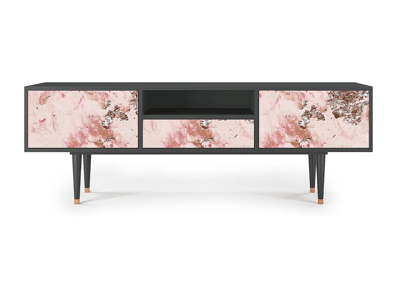 Szafka RTV - 170х59х41 cm - T6 - Cotton Candy, Antracyt