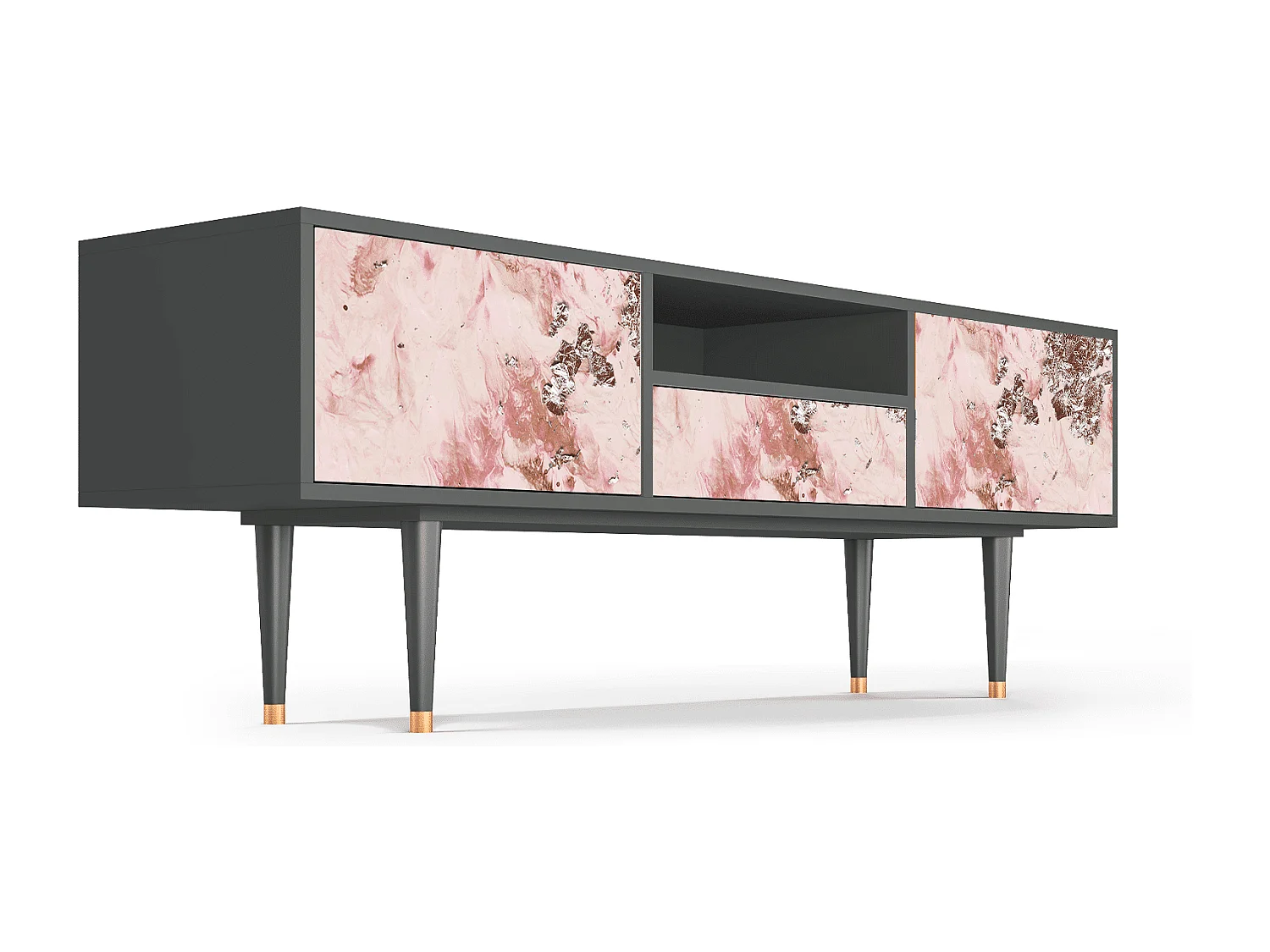 Szafka RTV - 170х59х41 cm - T6 - Cotton Candy, Antracyt