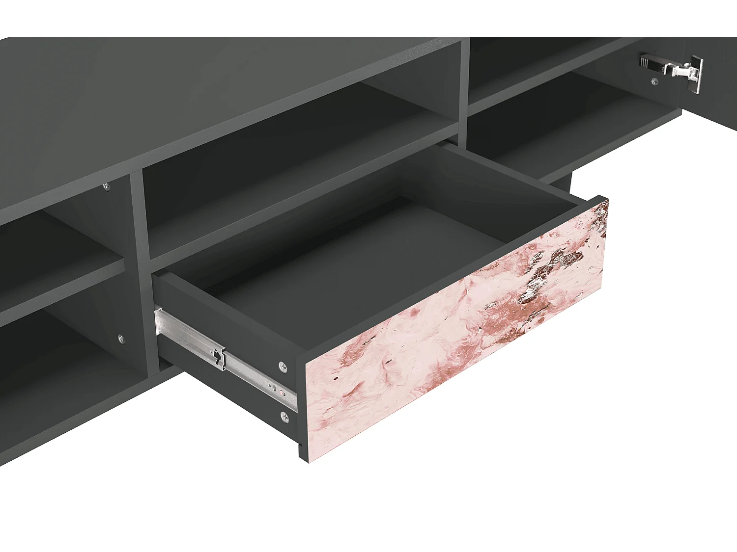 Szafka RTV - 170х59х41 cm - T6 - Cotton Candy, Antracyt