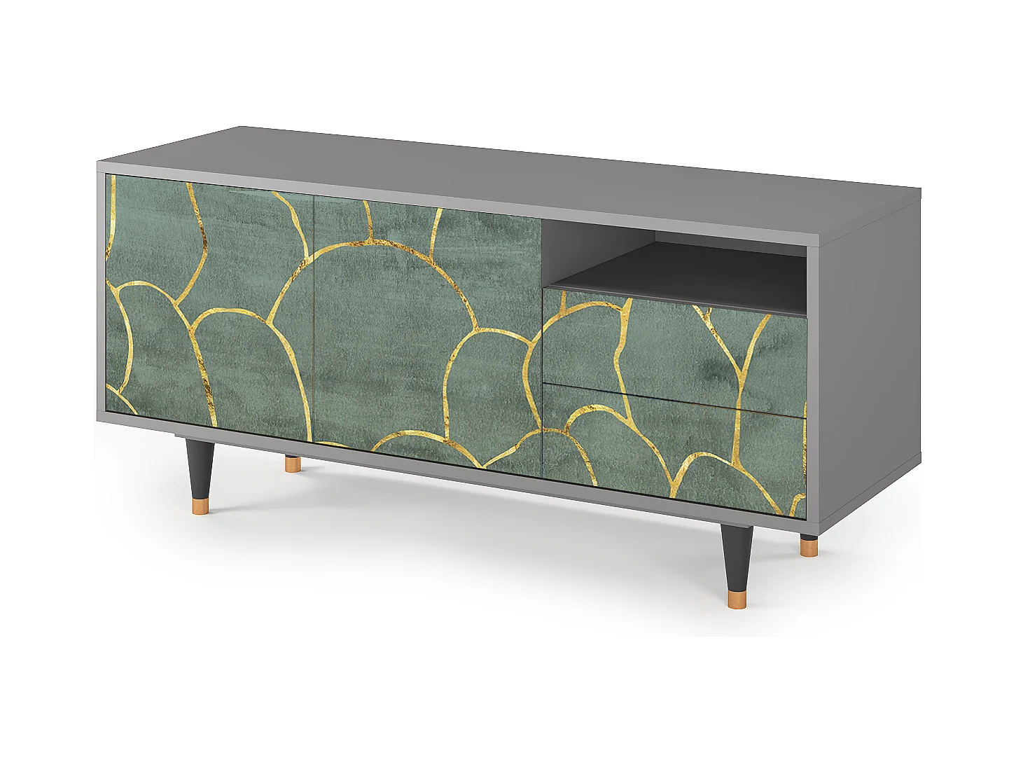 Mueble de TV - 125х56х41 cm - T7 - Magnificent Water Lily, Cinza