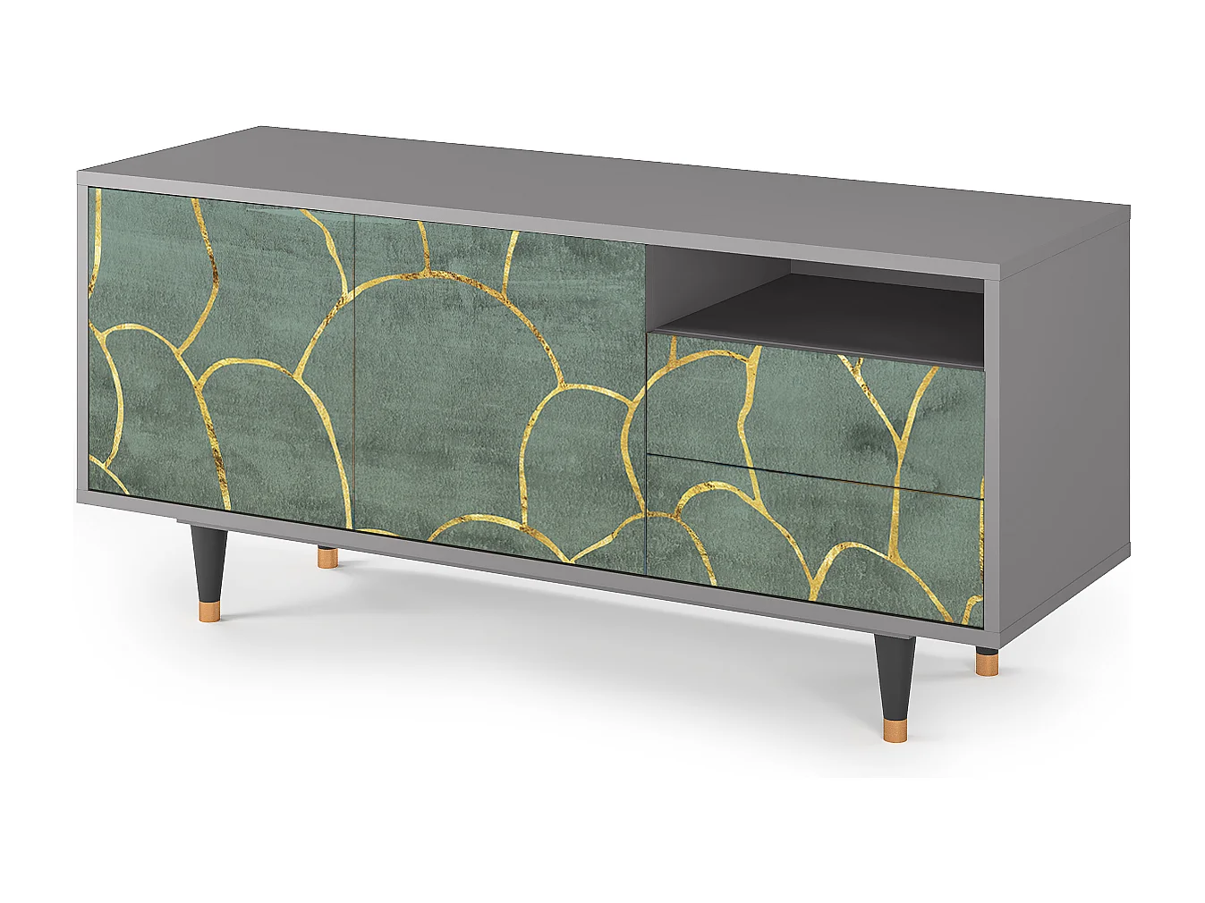 Mueble de TV - 125х56х41 cm - T7 - Magnificent Water Lily, Cinza