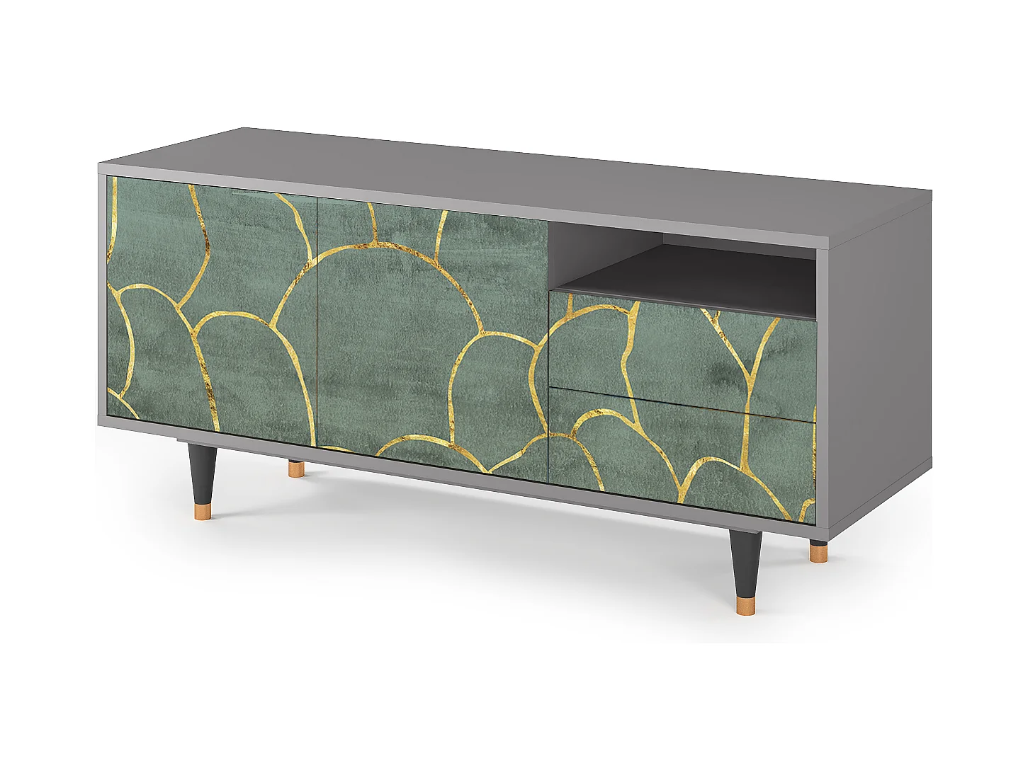 Meuble TV - 125х56х41 cm - T7 - Magnificent Water Lily, Gris