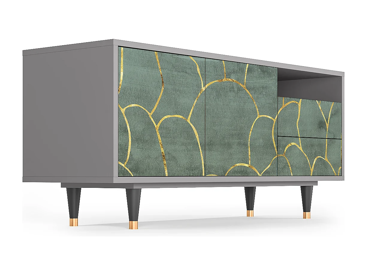 Meuble TV - 125х56х41 cm - T7 - Magnificent Water Lily, Gris