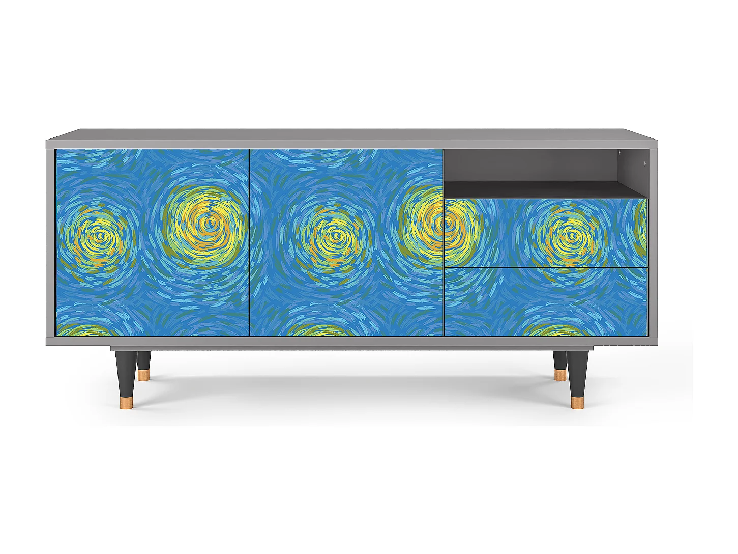 Mobile TV - 125х56х41 cm - T7 - Van Gogh Lights, Grigio