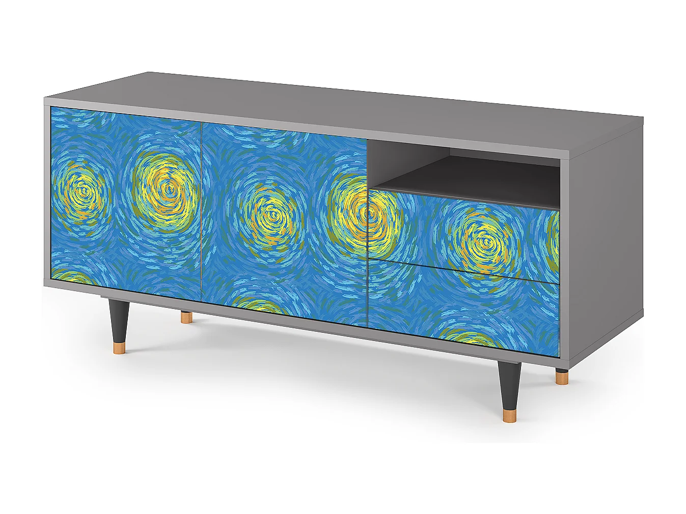 Mobile TV - 125х56х41 cm - T7 - Van Gogh Lights, Grigio