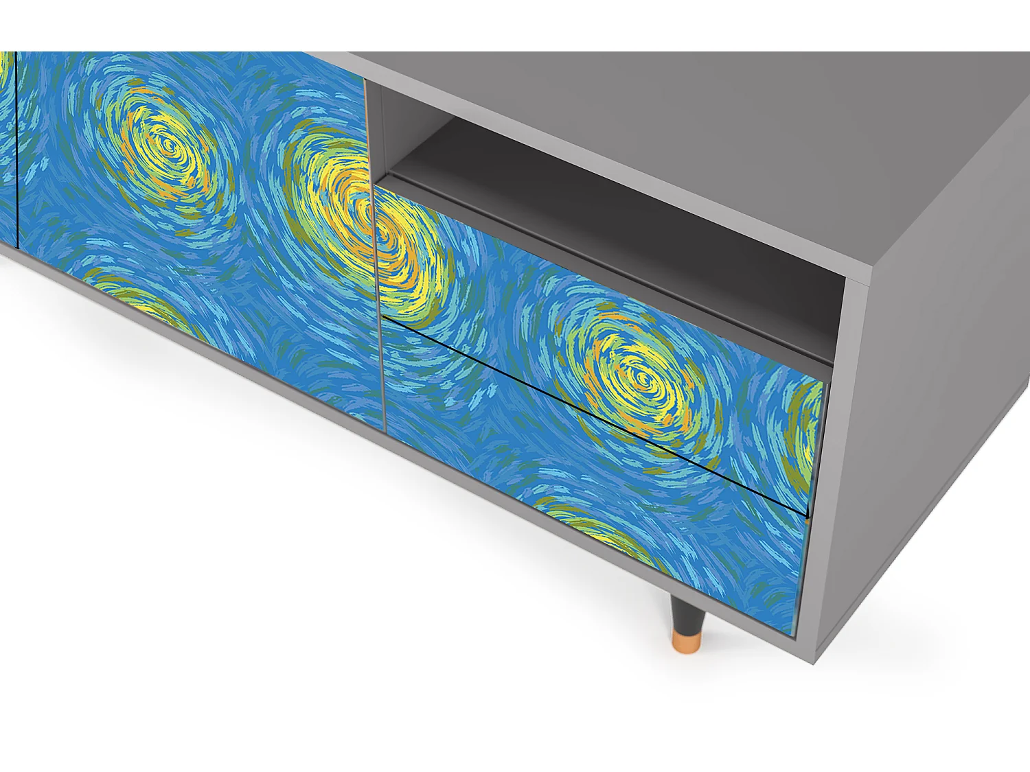 Mobile TV - 125х56х41 cm - T7 - Van Gogh Lights, Grigio