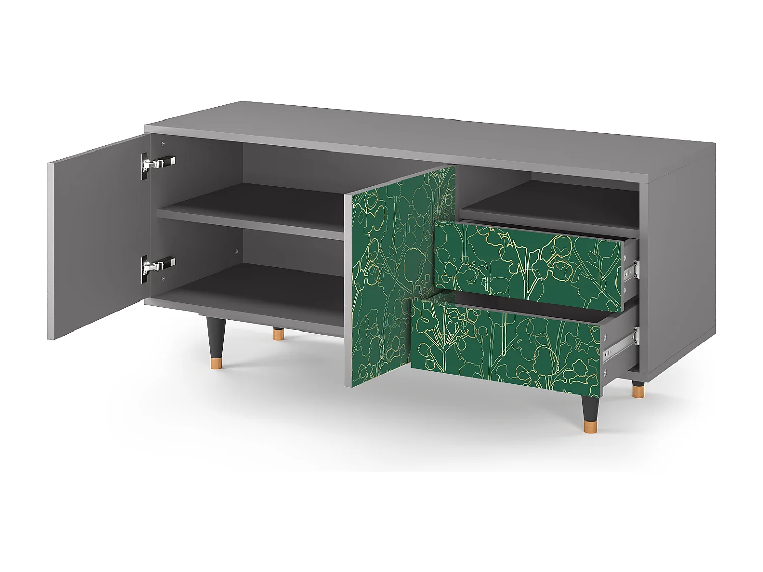 Meuble TV - 125х56х41 cm - T7 - Emerald Forest, Gris