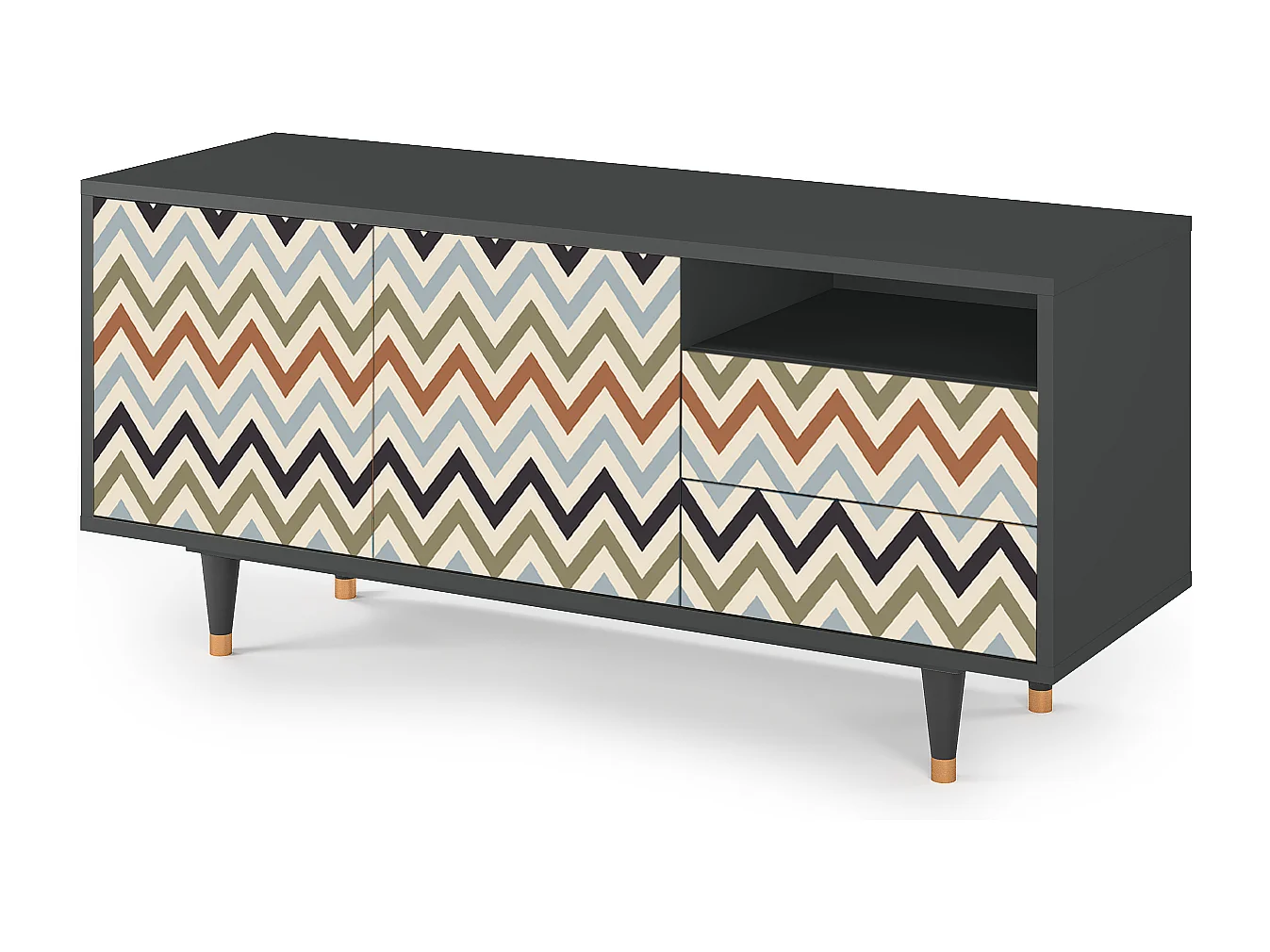 TV-Möbel - 125х56х41 cm - T7 - Bright Ripple, Anthrazit