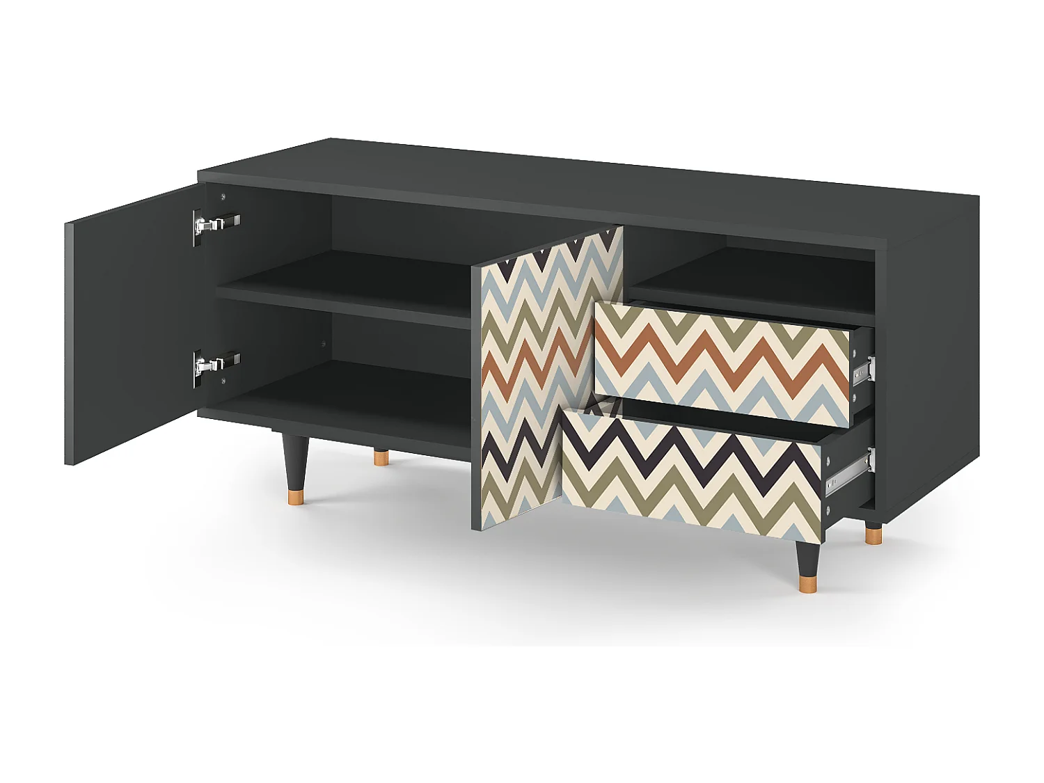 TV-Möbel - 125х56х41 cm - T7 - Bright Ripple, Anthrazit