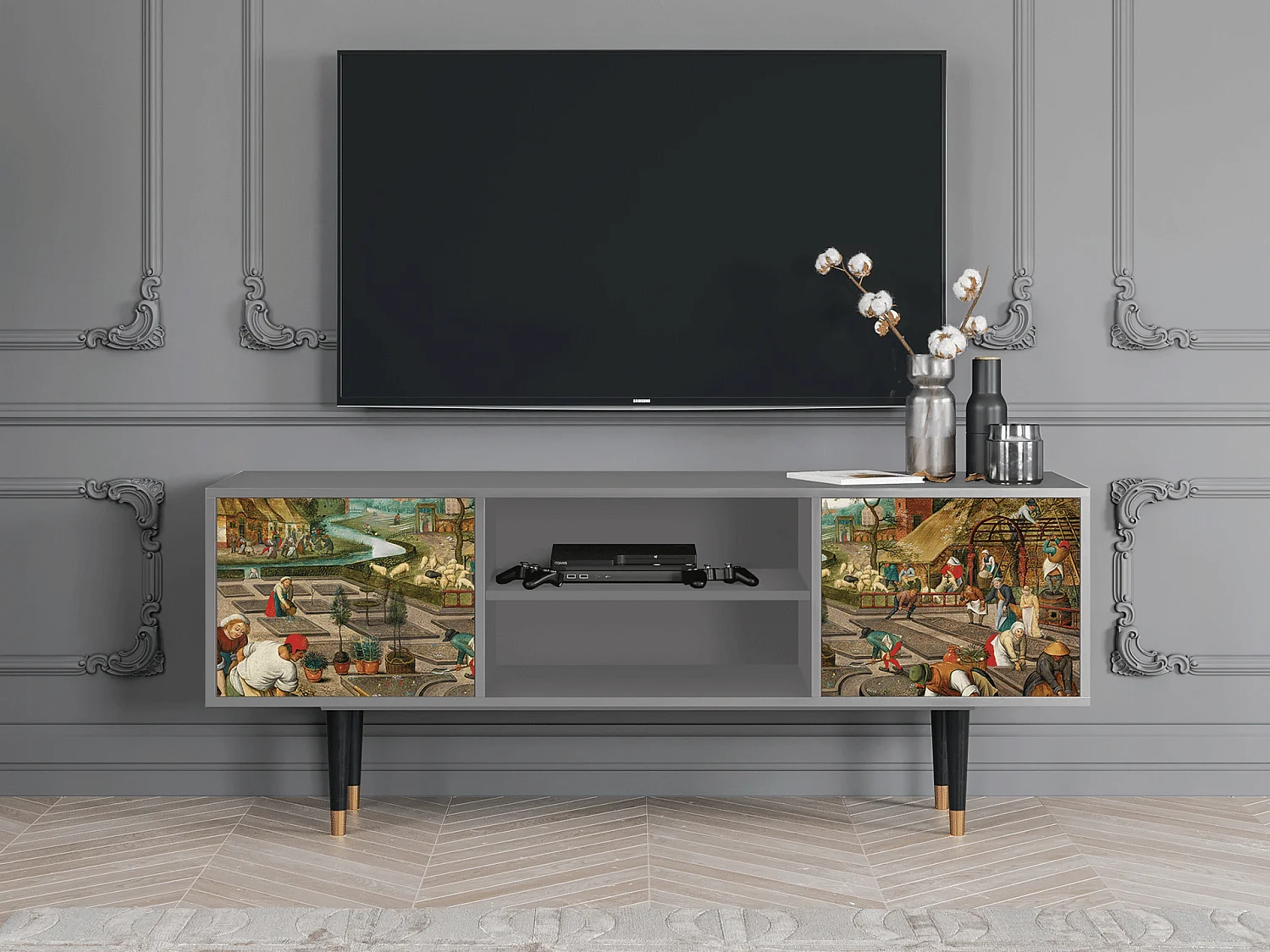 Meuble TV - 170х69х48 cm - T2 - The Younger - Spring, Gris