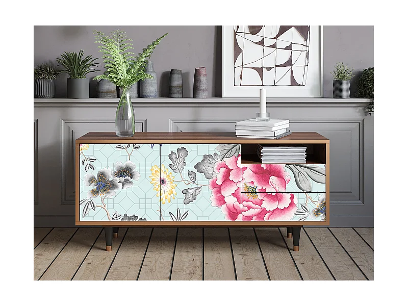 Meuble TV - 125х56х41 cm - T7 - Sky Garden, Noyer