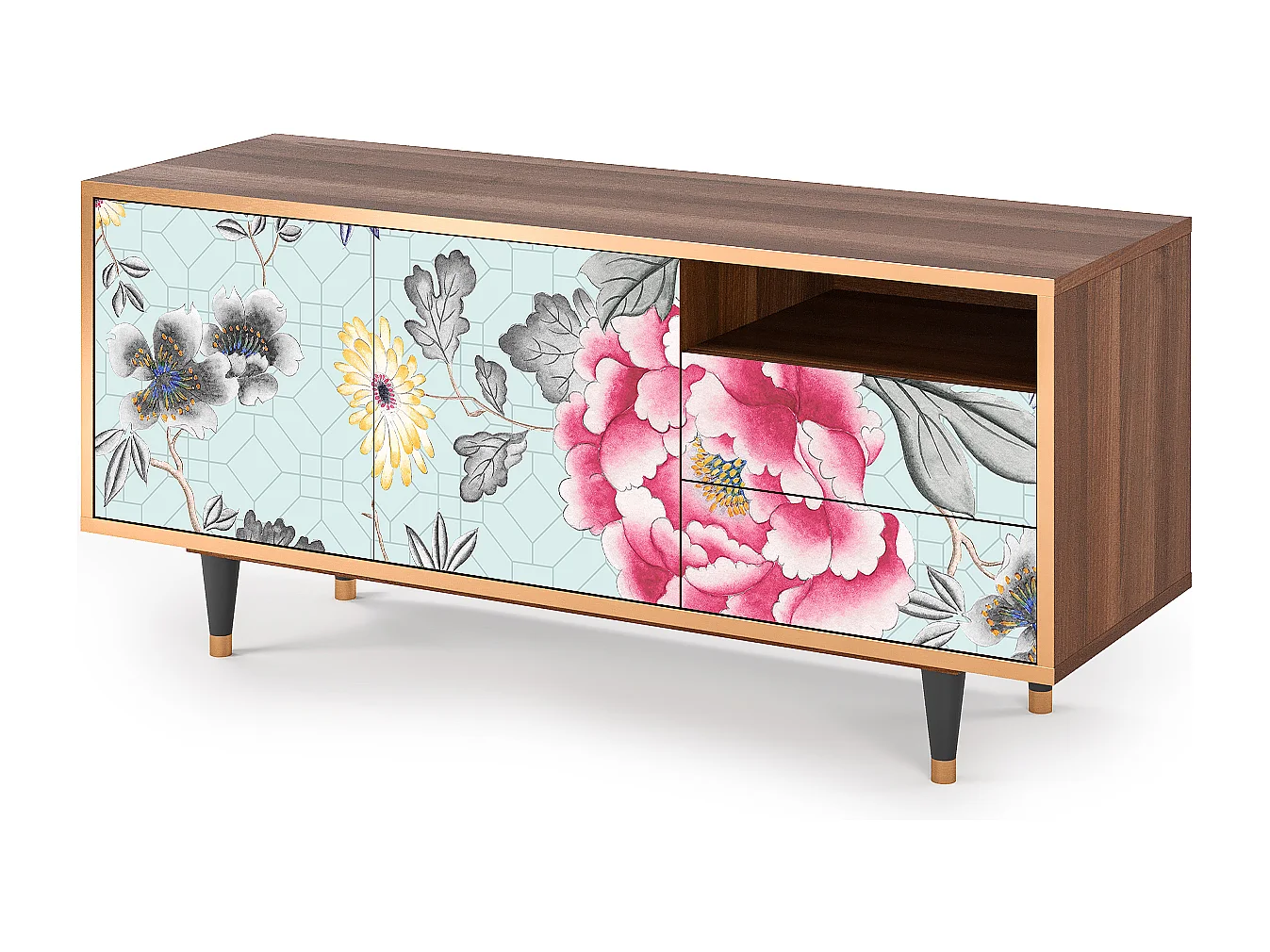 Meuble TV - 125х56х41 cm - T7 - Sky Garden, Noyer